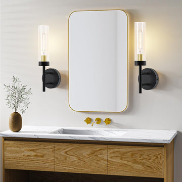 2PCS Glass Farmhouse Wall Lamp, Modern Bathroom Vanity Sconces Wall Lighting