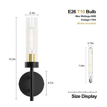 2PCS Glass Farmhouse Wall Lamp, Modern Bathroom Vanity Sconces Wall Lighting