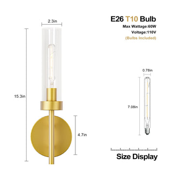 Gold Hardwired Wall Sconces Set of 2, Modern Bathroom Vanity Sconces Wall Lighting