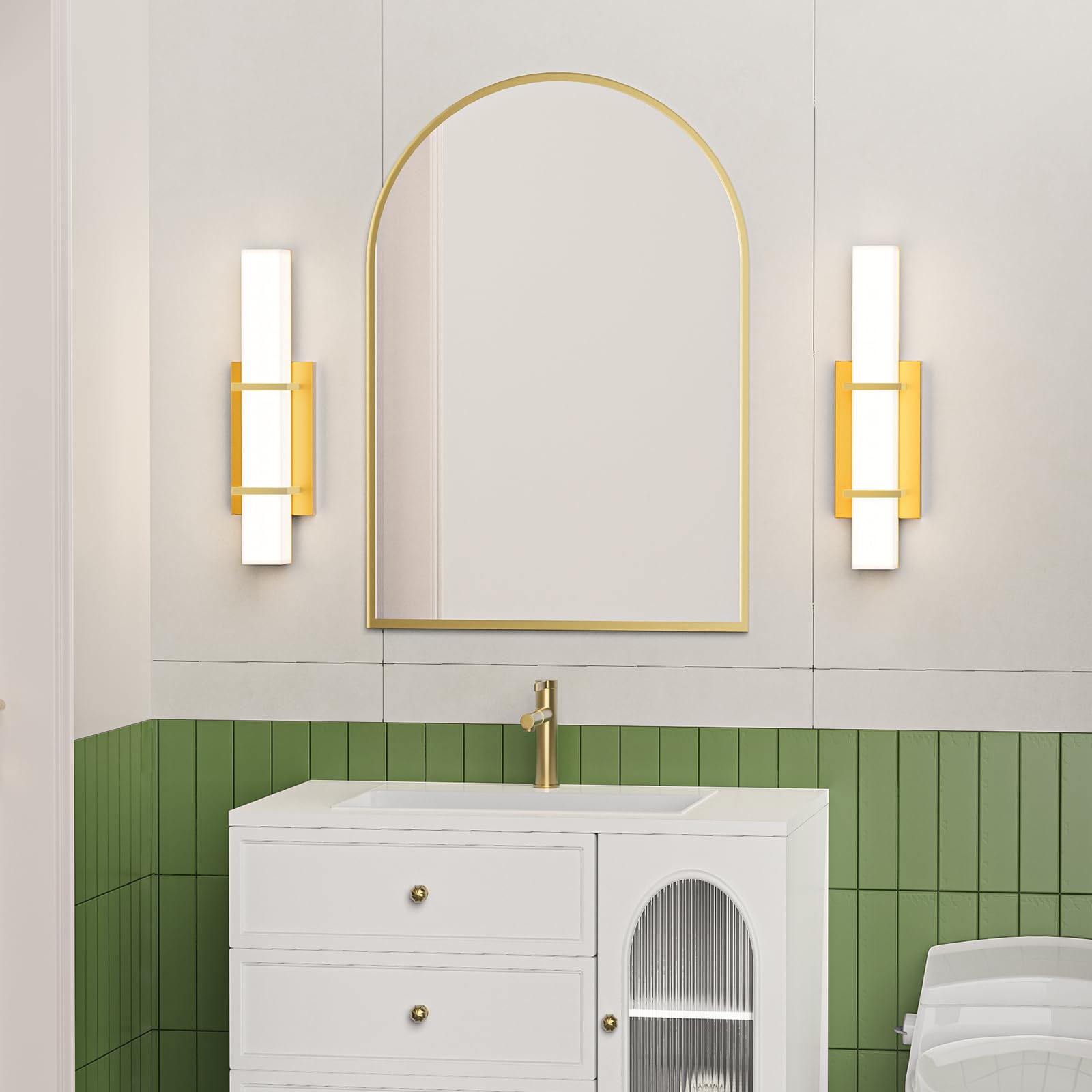 Set of 2 Modern 17.6 Inch Painted Gold Wall Sconce | EP Deisgnlab – EP ...