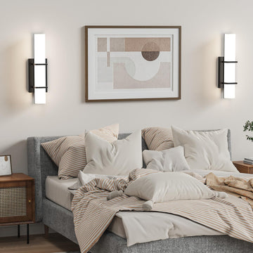 Set of 2 Modern 17.6 Inch Wall Sconces, 3 Color Temperatures for Indoor & Outdoors