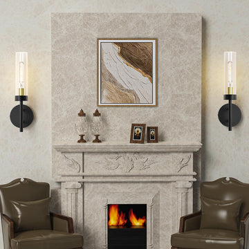 2PCS Glass Farmhouse Wall Lamp, Modern Bathroom Vanity Sconces Wall Lighting