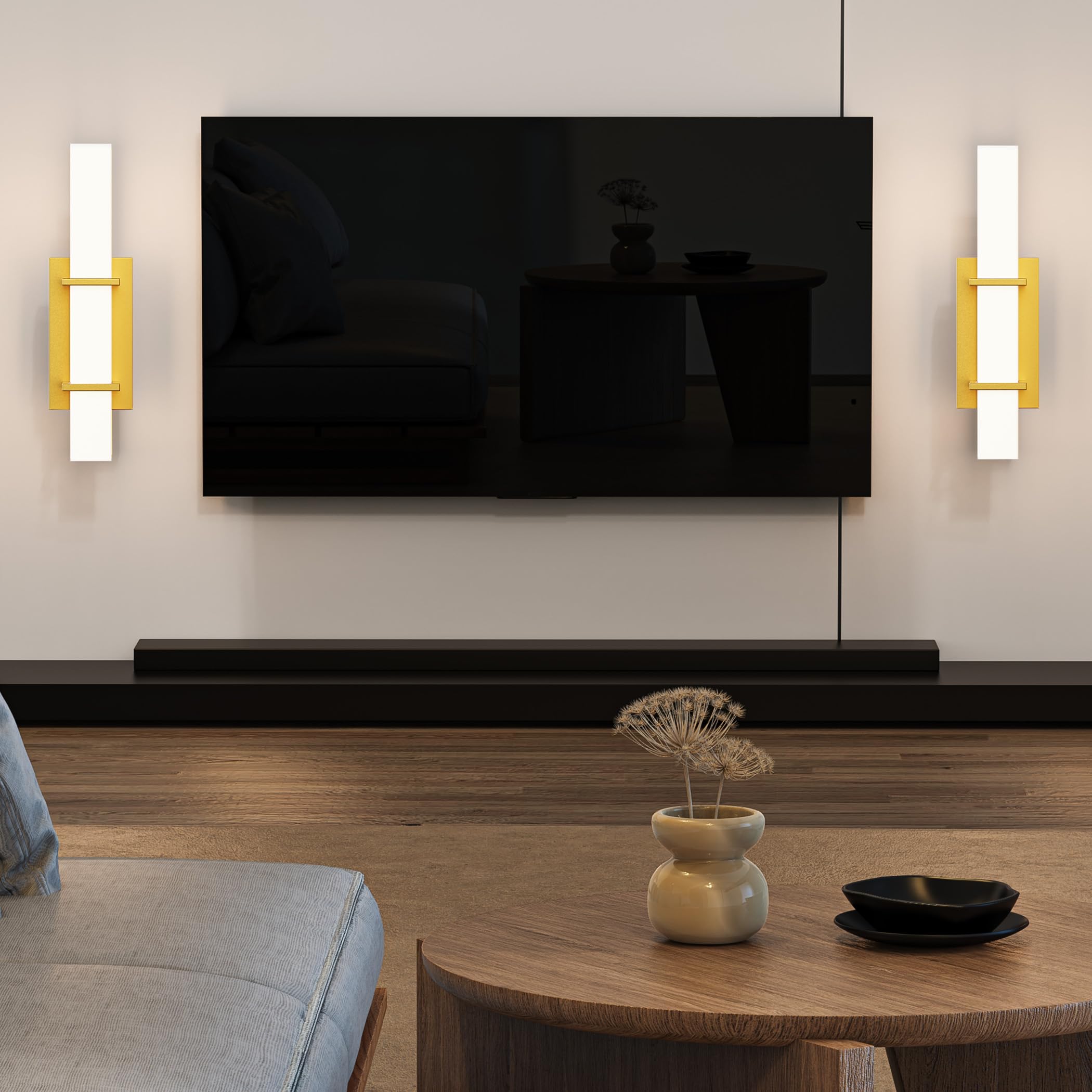 Set of 2 Modern 17.6 Inch Painted Gold Wall Sconce | EP Deisgnlab – EP ...