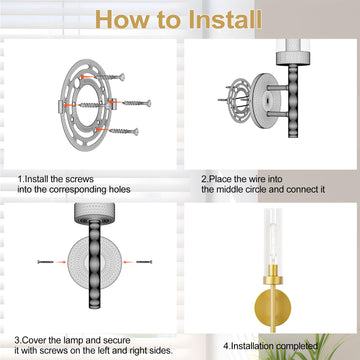 Gold Hardwired Wall Sconces Set of 2, Modern Bathroom Vanity Sconces Wall Lighting