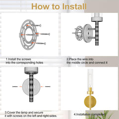 Gold Hardwired Wall Sconces Set of 2, Modern Bathroom Vanity Sconces Wall Lighting