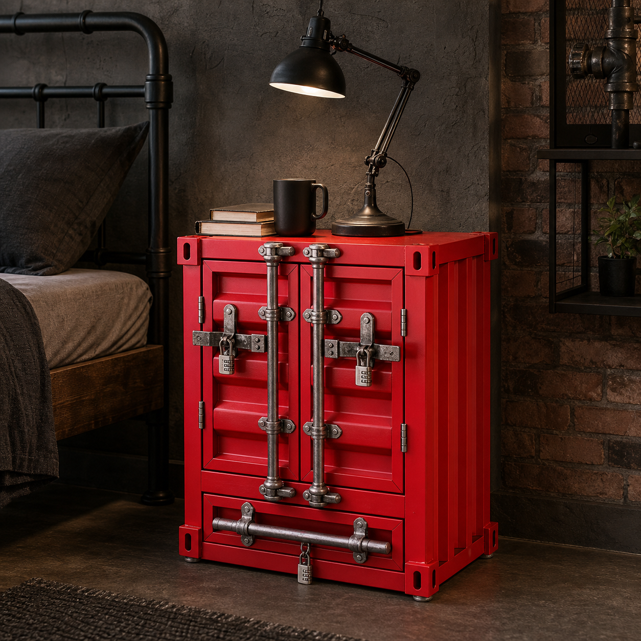 Metal Container Table Industrial-style Container Storage, Side Table, End Table | EP ...