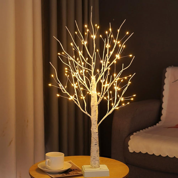 2ft Lighted Indoor & Outdoor Birch Tree