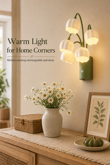 Smart Sensor Tulip Wall Light, Rechargeable, Megnetic Install