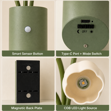 Smart Sensor Tulip Wall Light, Rechargeable, Megnetic Install