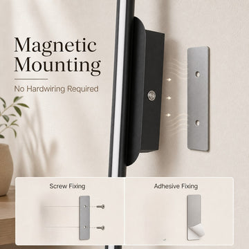 24"H Modern Long Strip Wall Sconces, Set of 2, Rechargeable, Magnetic installation