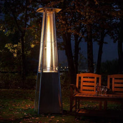 Propane Patio Heater 48000BTU Pyramid w/Wheels for Outdoor Patio Silver