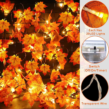 Simulation Maple Leaf Light String Thanksgiving Halloween Room Decoration