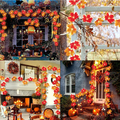 Simulation Maple Leaf Light String Thanksgiving Halloween Room Decoration