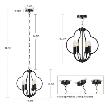 Farmhouse Candle Chandelier Light Fixture