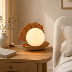 Handmade Wicker Bedside lamp - Shell Lamp