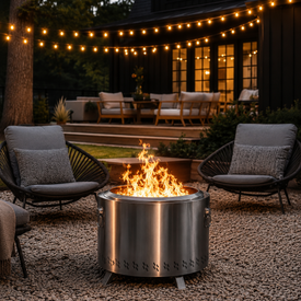 21” Stainless Steel Smokeless Fire Pit for Patio Camping with Carry Bag