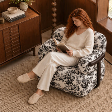 Modern Botanical Print Upholstered Accent Chair