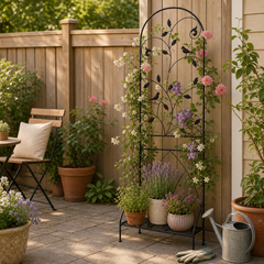 71in H Black Metal Garden Trellis Plant Stand for Climbing Plants