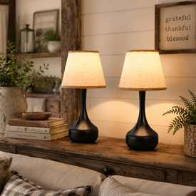 wooden table lamp with lampshade