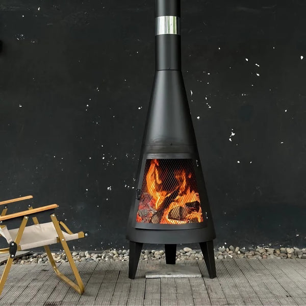 Wood Burning Outdoor Chiminea, Outdoor Fireplace, Patio Heater EP