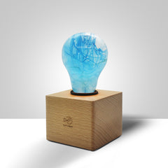 ep light blue smoke table lamp in white background
